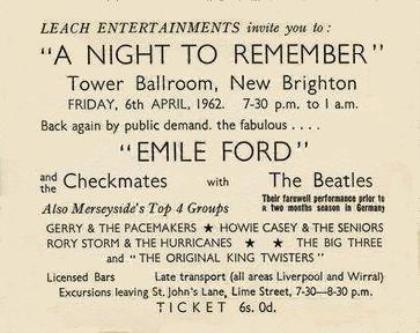 New Brighton Tower Ballroom 6th April 1962